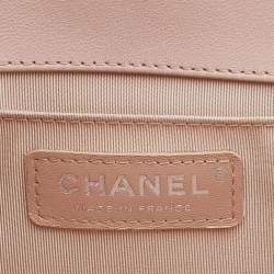 Pre Owned Chanel Beige Quilted Leather Medium Boy Flap Bag
