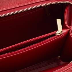 Pre Owned Chanel Red Quilted Caviar Leather Medium CC Filigree Vanity Case Bag