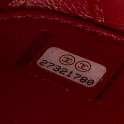 Pre Owned Chanel Red Quilted Caviar Leather Medium CC Filigree Vanity Case Bag