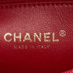 Pre Owned Chanel Red Quilted Caviar Leather Medium CC Filigree Vanity Case Bag