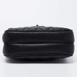 Pre Owned Chanel Black Quilted Caviar Leather Square Flap Bag