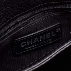 Pre Owned Chanel Black Quilted Caviar Leather Square Flap Bag