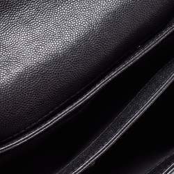 Pre Owned Chanel Black Quilted Caviar Leather Square Flap Bag