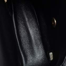 Pre Owned Chanel Black Reverse Chevron Leather Mini Round Flap Bag