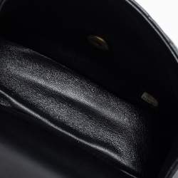 Pre Owned Chanel Black Reverse Chevron Leather Mini Round Flap Bag
