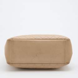 Pre Owned Chanel Beige Quilted Caviar Leather GST Tote