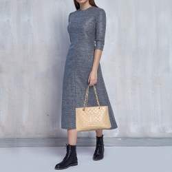 Pre Owned Chanel Beige Quilted Caviar Leather GST Tote