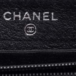Chanel Black Chevron Leather Timeless Zip Around Wallet