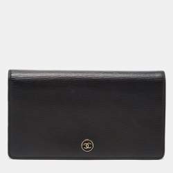 Pre Owned Chanel Black Leather Long CC Continental Wallet