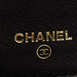 Chanel Black Quilted Leather CC Timeless Zip Around Wallet