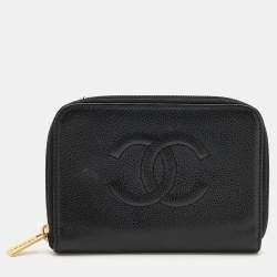 Chanel Black Caviar Leather CC Logo L-Gusset Zip Around Wallet 21ccs1223W, Women's, Size: Large