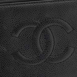 Chanel Black Quilted Leather CC Timeless Zip Around Wallet