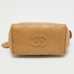 Pre Owned Chanel Beige Quilted Leather Mini Timeless Chain Tote