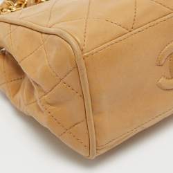 Pre Owned Chanel Beige Quilted Leather Mini Timeless Chain Tote