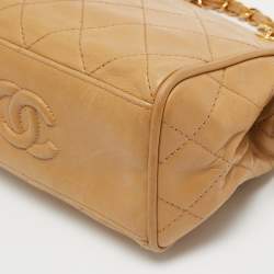 Pre Owned Chanel Beige Quilted Leather Mini Timeless Chain Tote