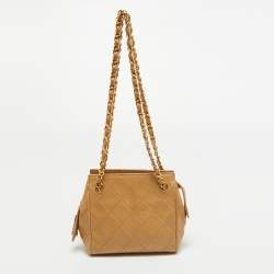 Pre Owned Chanel Beige Quilted Leather Mini Timeless Chain Tote