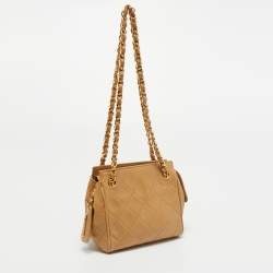 Pre Owned Chanel Beige Quilted Leather Mini Timeless Chain Tote