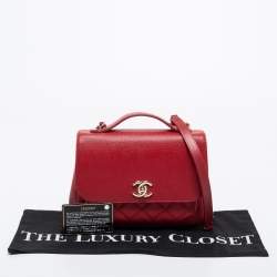 Pre Owned Chanel Red Caviar Leather Small Business Affinity Flap Bag