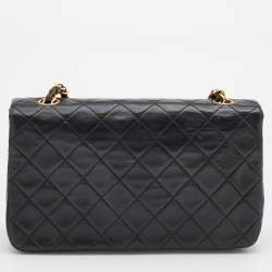Pre Owned Chanel Black Quilted Leather Vintage Flap Bag 
