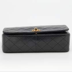 Pre Owned Chanel Black Quilted Leather Vintage Flap Bag 