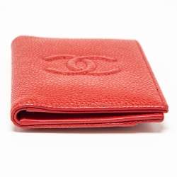 Pre Owned Chanel Black Caviar Leather CC Bifold Card Case