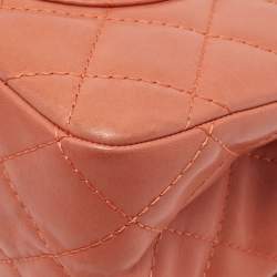 Pre Owned Chanel Coral Orange Quilted Leather Reissue 2.55 Classic 227 Flap Bag