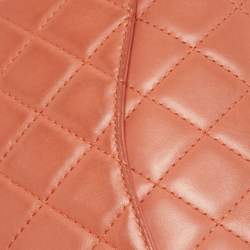 Pre Owned Chanel Coral Orange Quilted Leather Reissue 2.55 Classic 227 Flap Bag