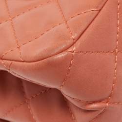 Pre Owned Chanel Coral Orange Quilted Leather Reissue 2.55 Classic 227 Flap Bag