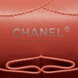 Pre Owned Chanel Coral Orange Quilted Leather Reissue 2.55 Classic 227 Flap Bag