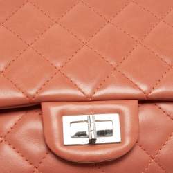Pre Owned Chanel Coral Orange Quilted Leather Reissue 2.55 Classic 227 Flap Bag