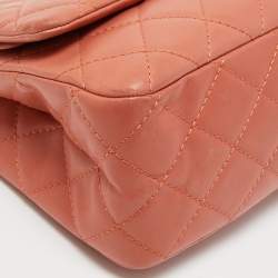 Pre Owned Chanel Coral Orange Quilted Leather Reissue 2.55 Classic 227 Flap Bag