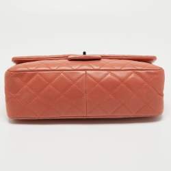 Pre Owned Chanel Coral Orange Quilted Leather Reissue 2.55 Classic 227 Flap Bag