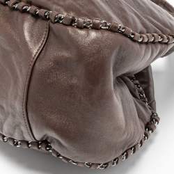 Pre Owned Chanel Dark Brown Leather Chain Around Hobo
