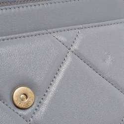 Chanel Grey Quilted Leather 19 Flap Wallet on Chain