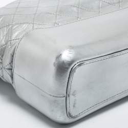 Pre Owned Chanel Silver Quilted Leather Gabrielle Hobo 