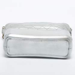 Pre Owned Chanel Silver Quilted Leather Gabrielle Hobo 