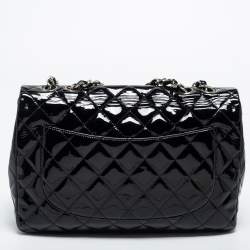 Chanel Black Patent Leather Jumbo Classic Single Flap Bag