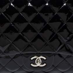 Chanel Black Patent Leather Jumbo Classic Single Flap Bag