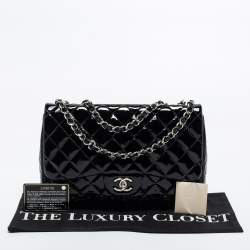 Chanel Black Patent Leather Jumbo Classic Single Flap Bag