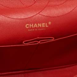 Pre Owned Chanel Red Quilted Jersey Reissue 2.55 Classic 227 Flap Bag