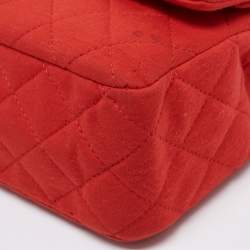 Pre Owned Chanel Red Quilted Jersey Reissue 2.55 Classic 227 Flap Bag