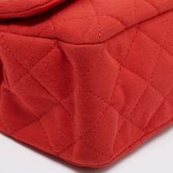 Pre Owned Chanel Red Quilted Jersey Reissue 2.55 Classic 227 Flap Bag