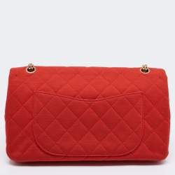 Pre Owned Chanel Red Quilted Jersey Reissue 2.55 Classic 227 Flap Bag
