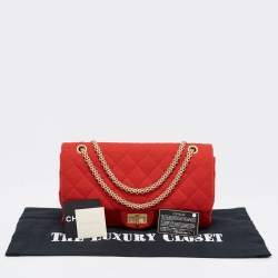 Pre Owned Chanel Red Quilted Jersey Reissue 2.55 Classic 227 Flap Bag