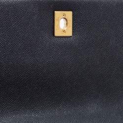 Pre Owned Chanel Black Quilted Caviar Leather Medium Coco Flap Top Handle Bag