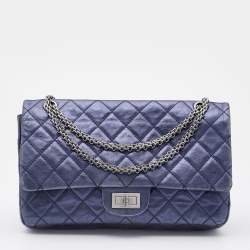 Pre Owned Chanel Blue Quilted Leather Reissue 2.55 Classic 227 Bag