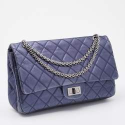 Pre Owned Chanel Blue Quilted Leather Reissue 2.55 Classic 227 Bag
