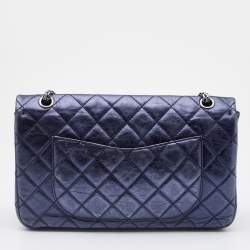Pre Owned Chanel Blue Quilted Leather Reissue 2.55 Classic 227 Bag