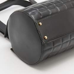 Pre Owned Chanel Black Leather Chocolate Bar Barrel Bag