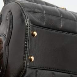 Pre Owned Chanel Black Leather Chocolate Bar Barrel Bag